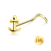 14K Gold Anchor Nose Stud 14KY-NSKB-850